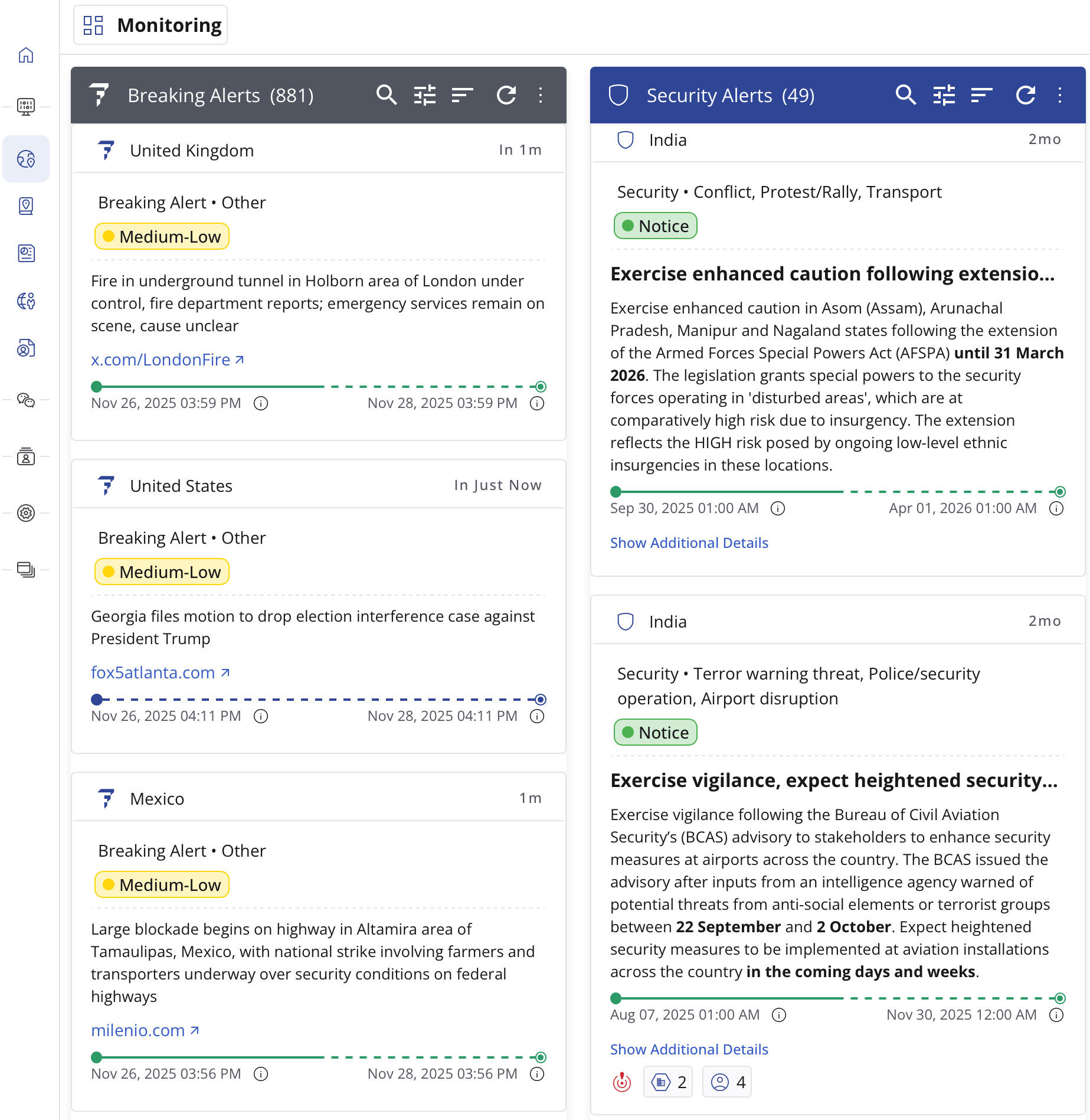 plateforme quantum alertes en temps réel et analyses international sos