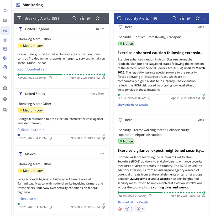 plateforme quantum alertes en temps réel et analyses international sos