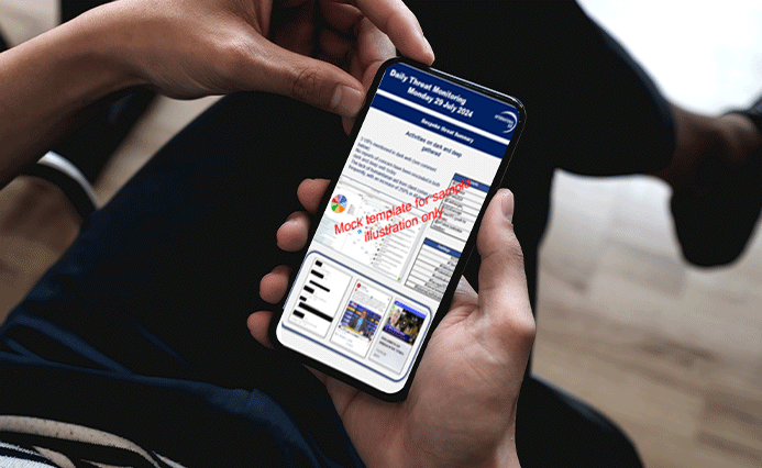 exemple d'un rapport veille sécuritaire quotidienne sur un écran de smartphone