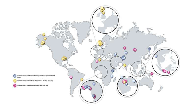 carte de nos bureaux et centres médicaux